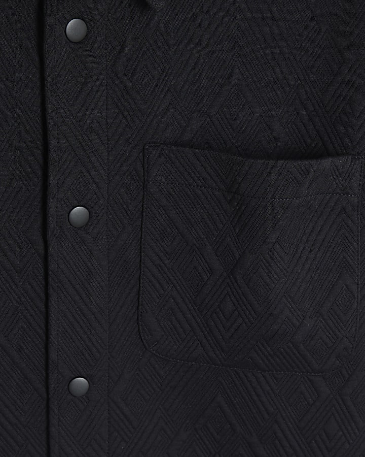 Black Regular Fit Quilt Shacket