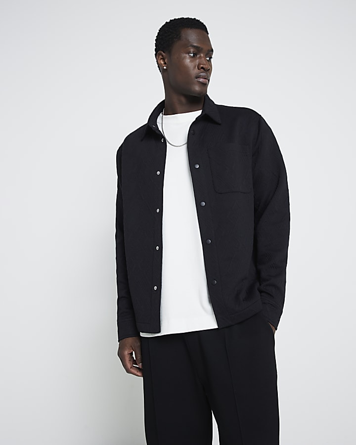 Black Regular Fit Quilt Shacket