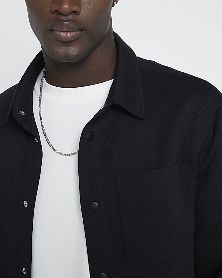 Black Regular Fit Quilt Shacket
