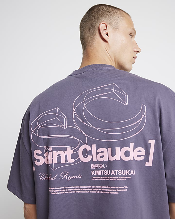 Purple Oversized fit graphic T-shirt