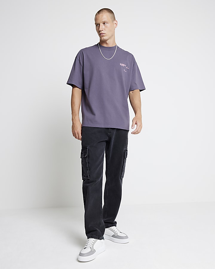 Purple Oversized fit graphic T-shirt