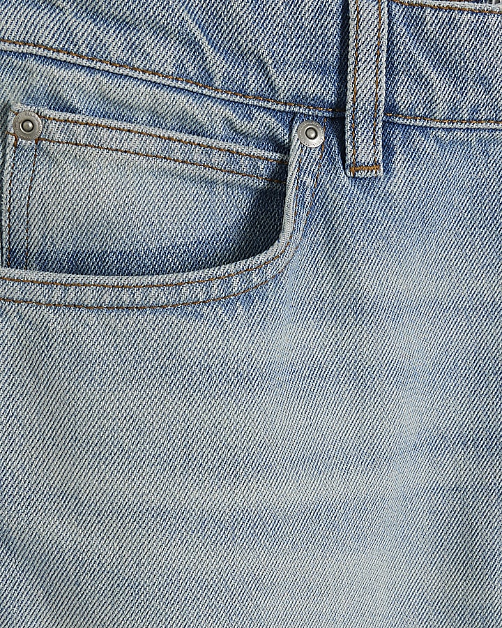 Blue Denim Straight Leg Jeans