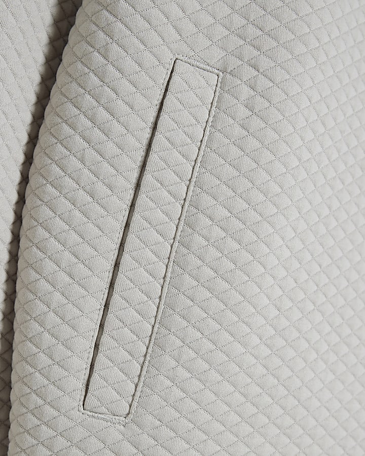 Beige Slim Fit Quilted Funnel Sweatshirt