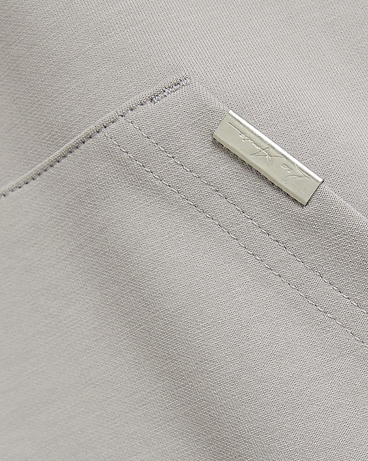 Grey Regular Fit Interlock Taped Hoodie