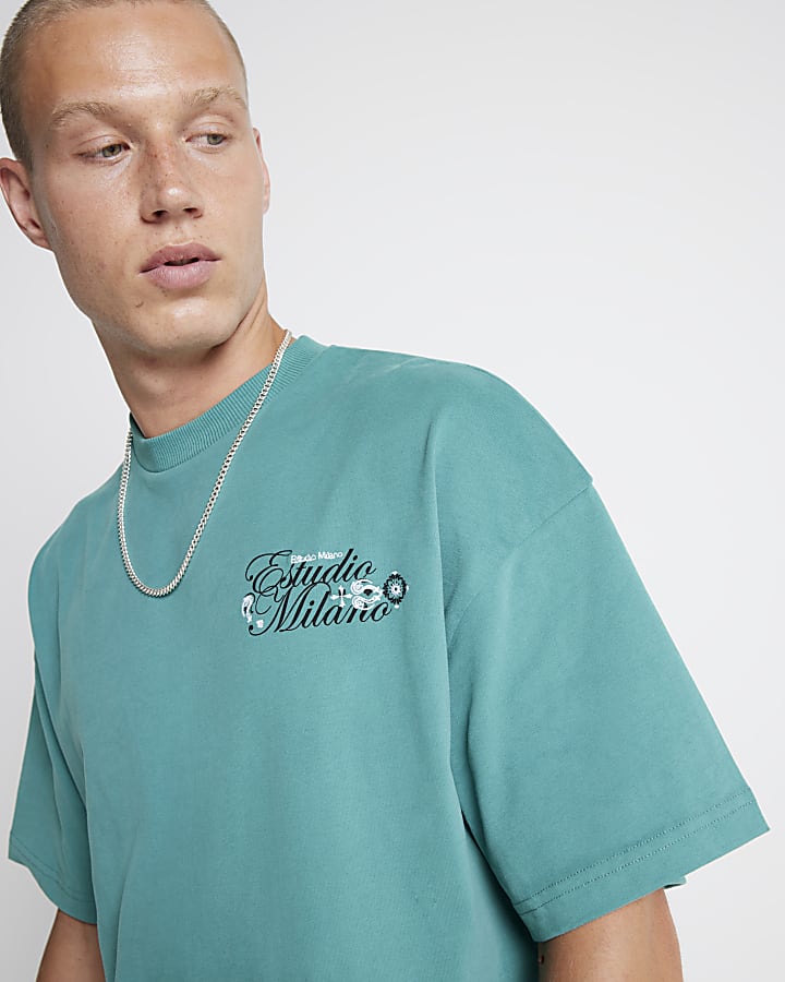 Green Oversized fit Paisley graphic T-shirt