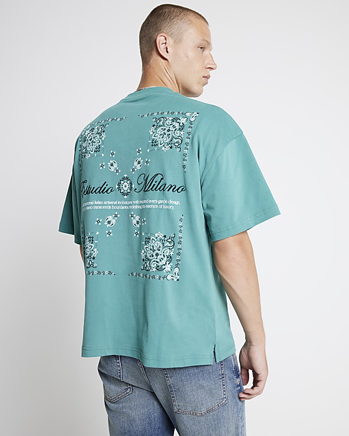 Green Oversized fit Paisley graphic T-shirt