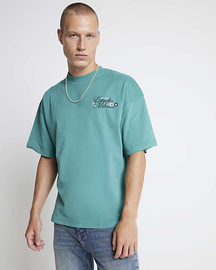 Green Oversized fit Paisley graphic T-shirt