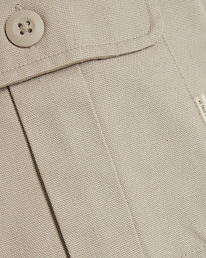 Stone  Pleated Pocket Overshirt