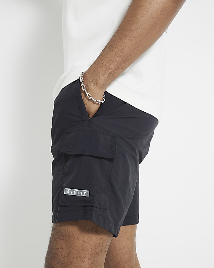 Black Cargo Swim Shorts