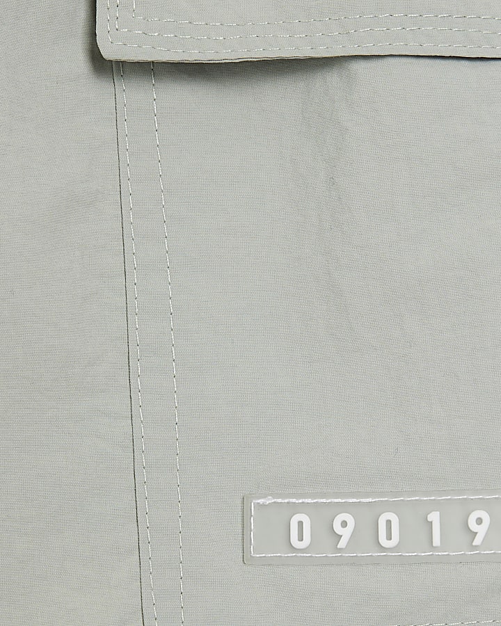 Green Loose Fit Cargo Swim Shorts
