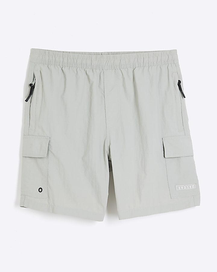 Green Loose Fit Cargo Swim Shorts