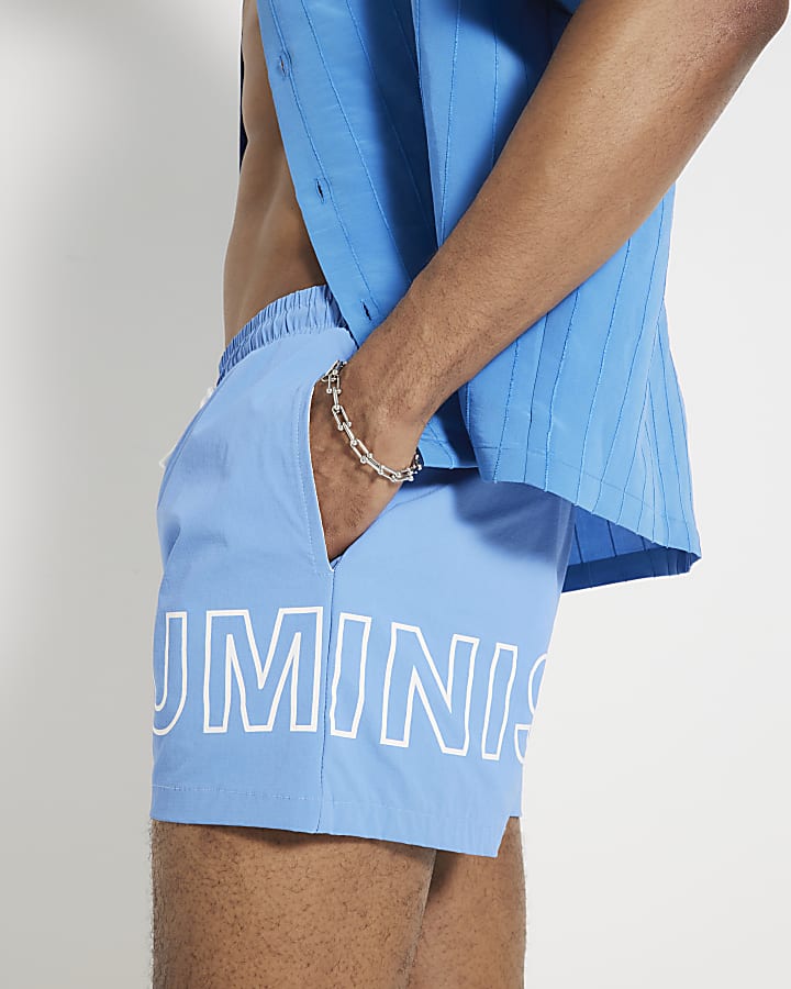 Blue Pull On Luminis Graphic Swim Shorts