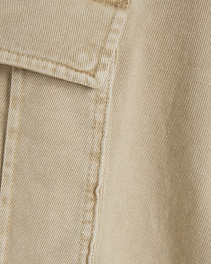 Stone Denim Washed Cargo Trousers