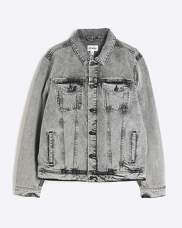 Grey Denim Embroidery Jacket