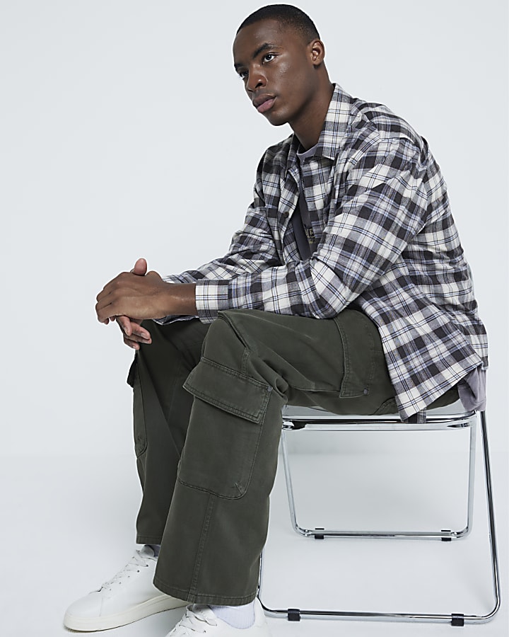 Green Denim Loose Fit Cargo Jeans