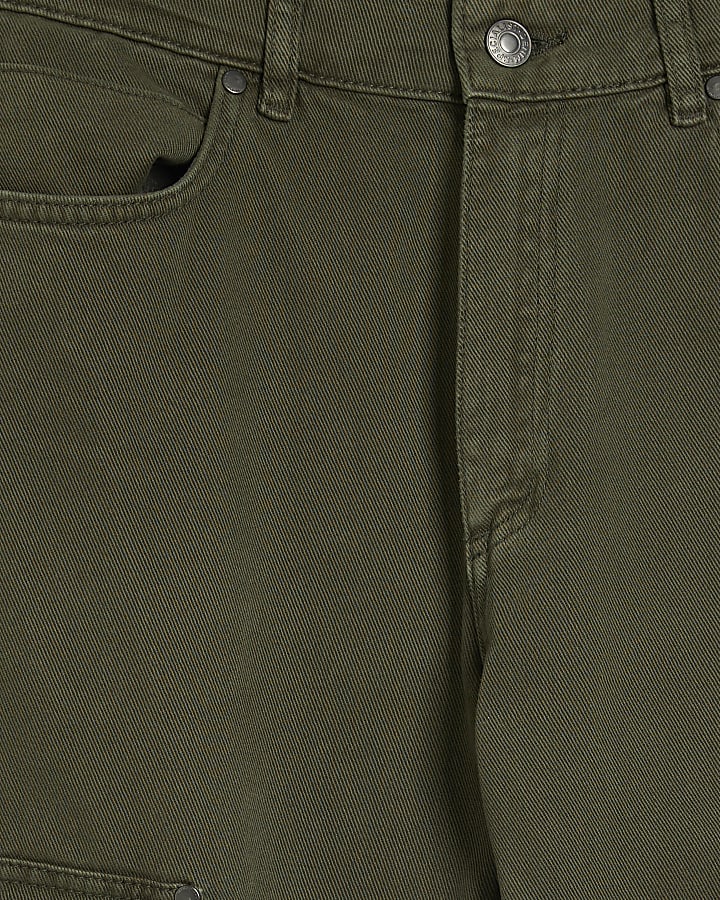 Green Denim Loose Fit Cargo Jeans