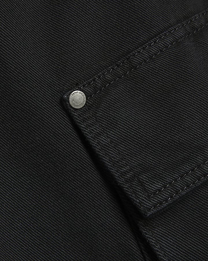 Black Denim Loose Fit Cargo Jeans