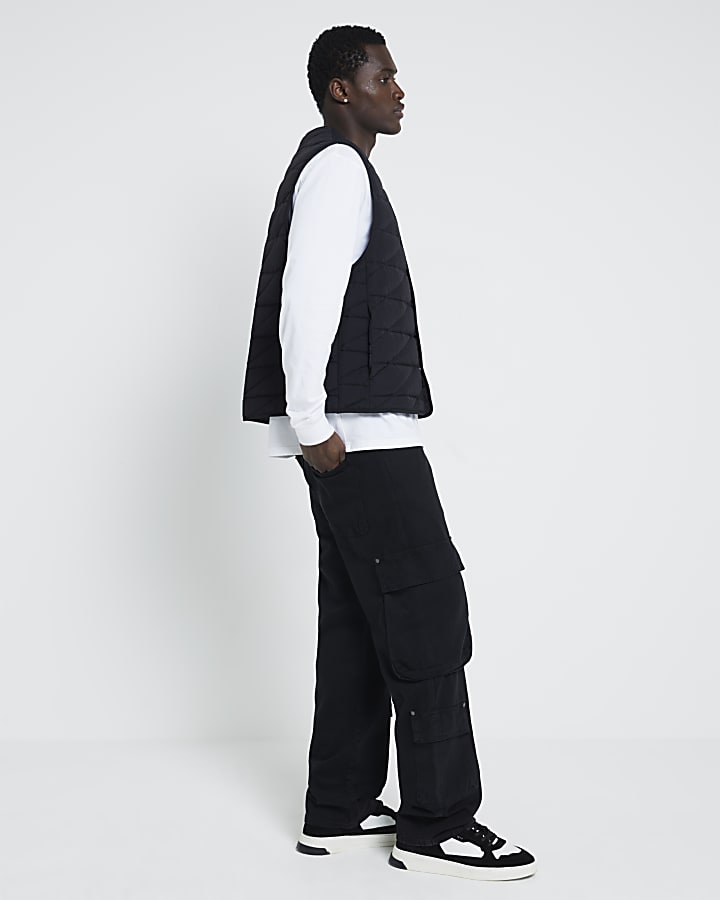 Black Denim Loose Fit Cargo Jeans
