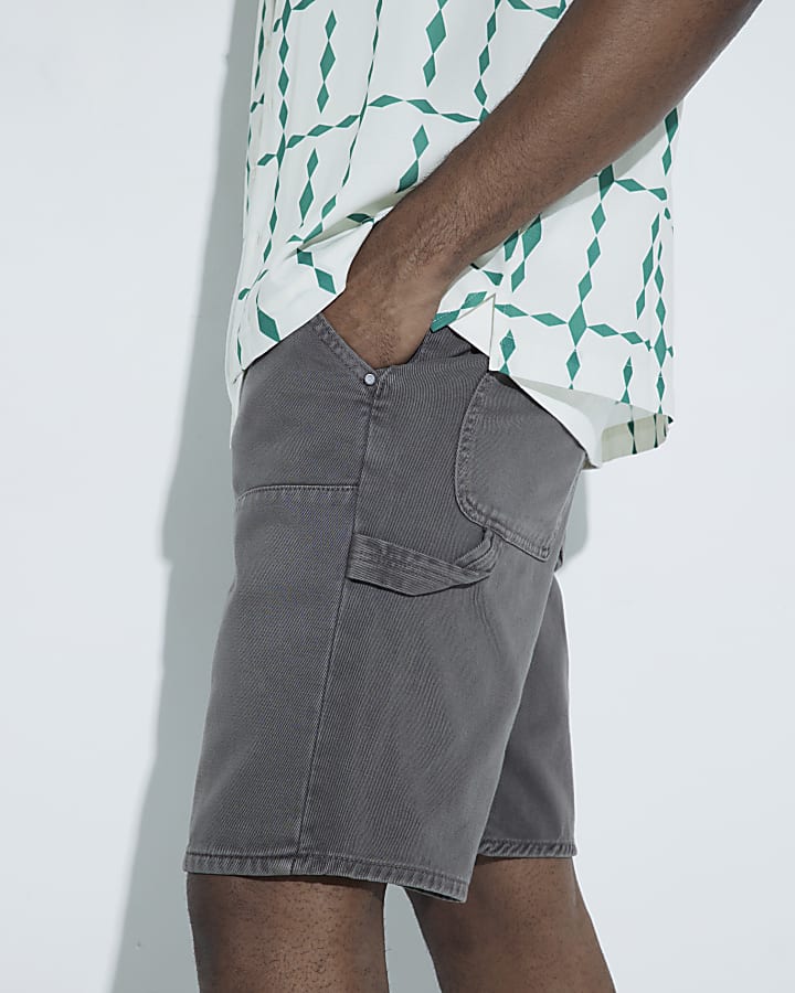 Brown Denim Carpenter Shorts