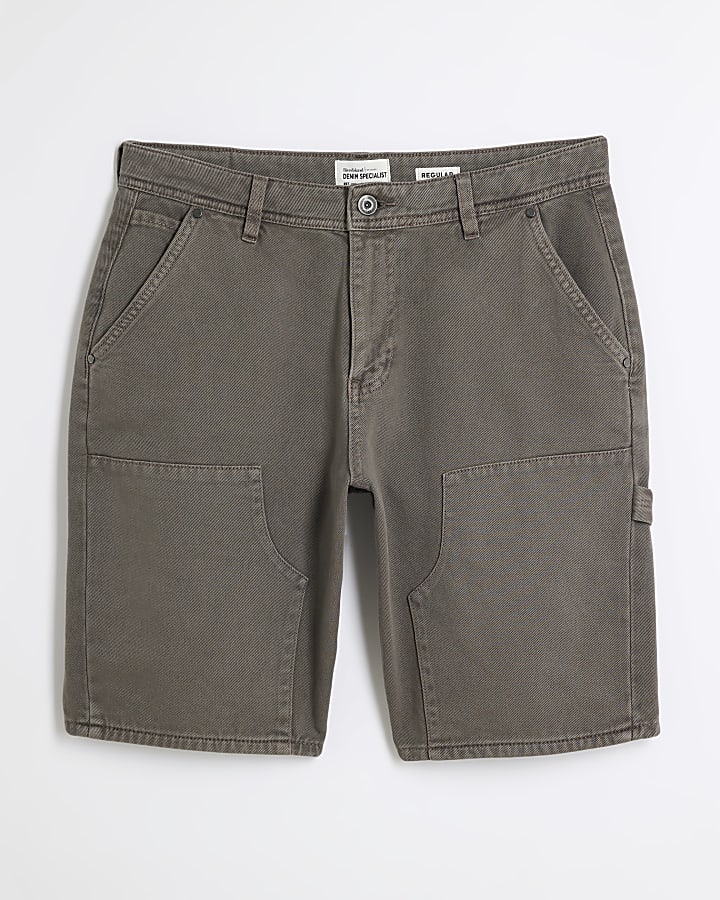 Brown Denim Carpenter Shorts