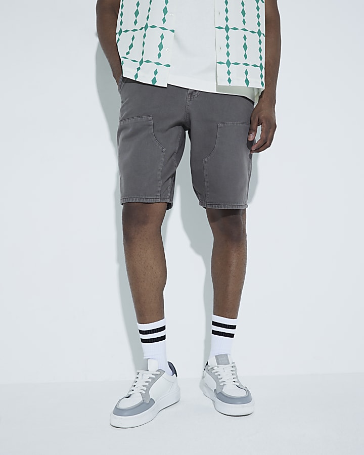 Brown Denim Carpenter Shorts