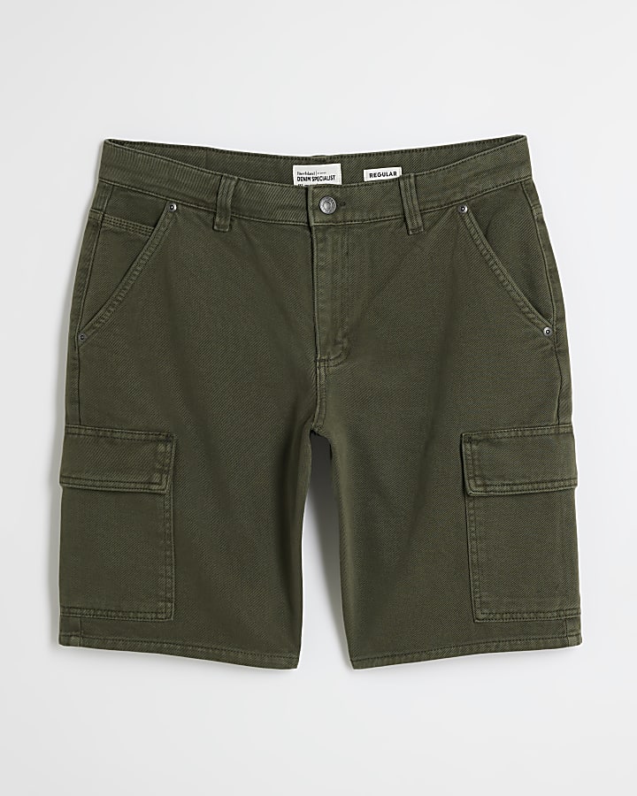 Green Denim Cargo Shorts
