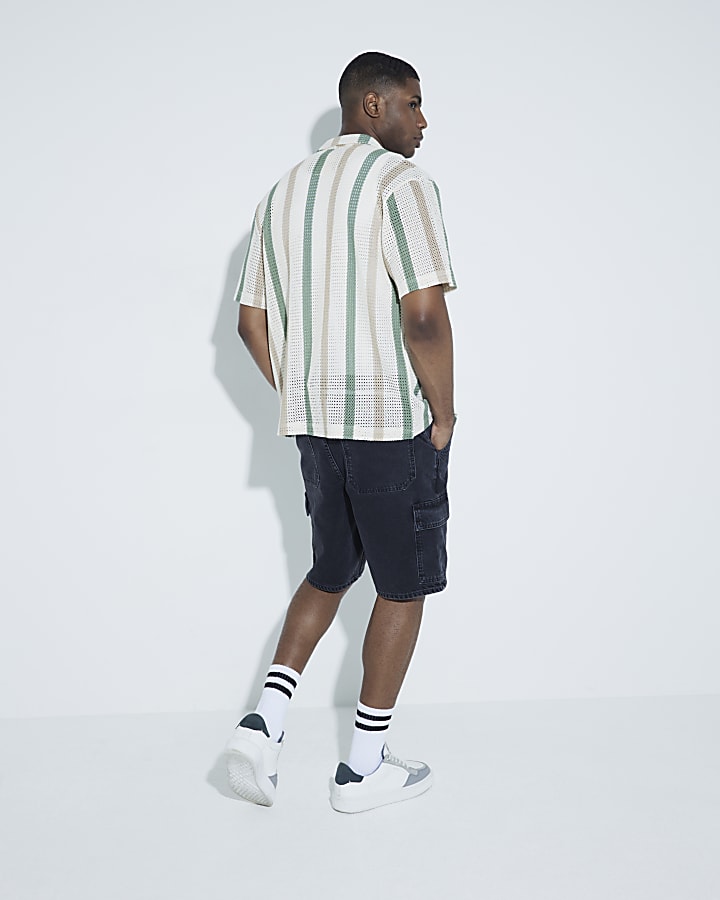 Black Denim Cargo Shorts