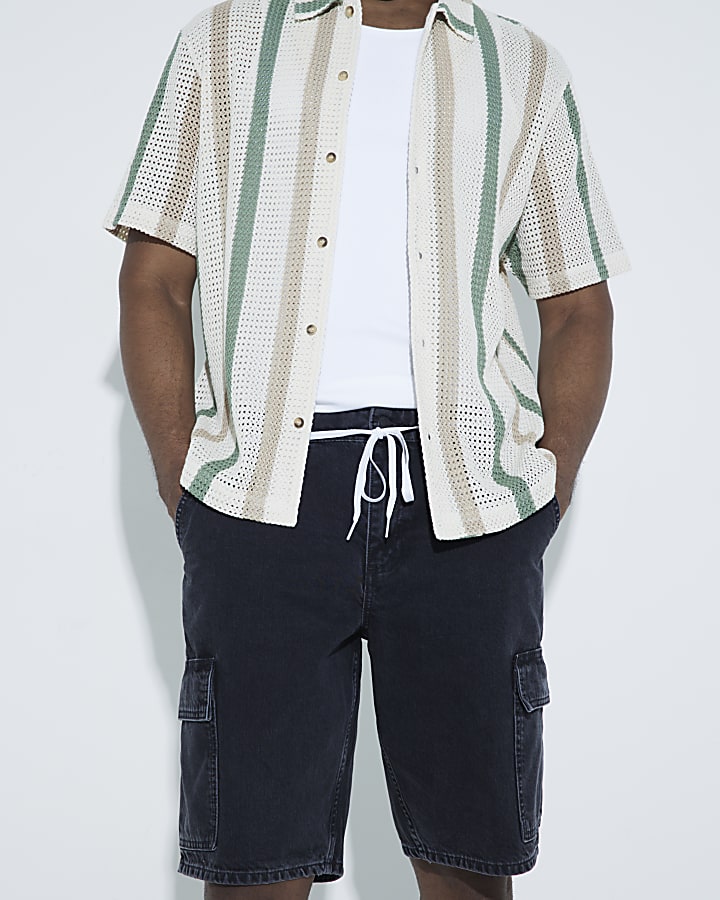 Black Denim Cargo Shorts