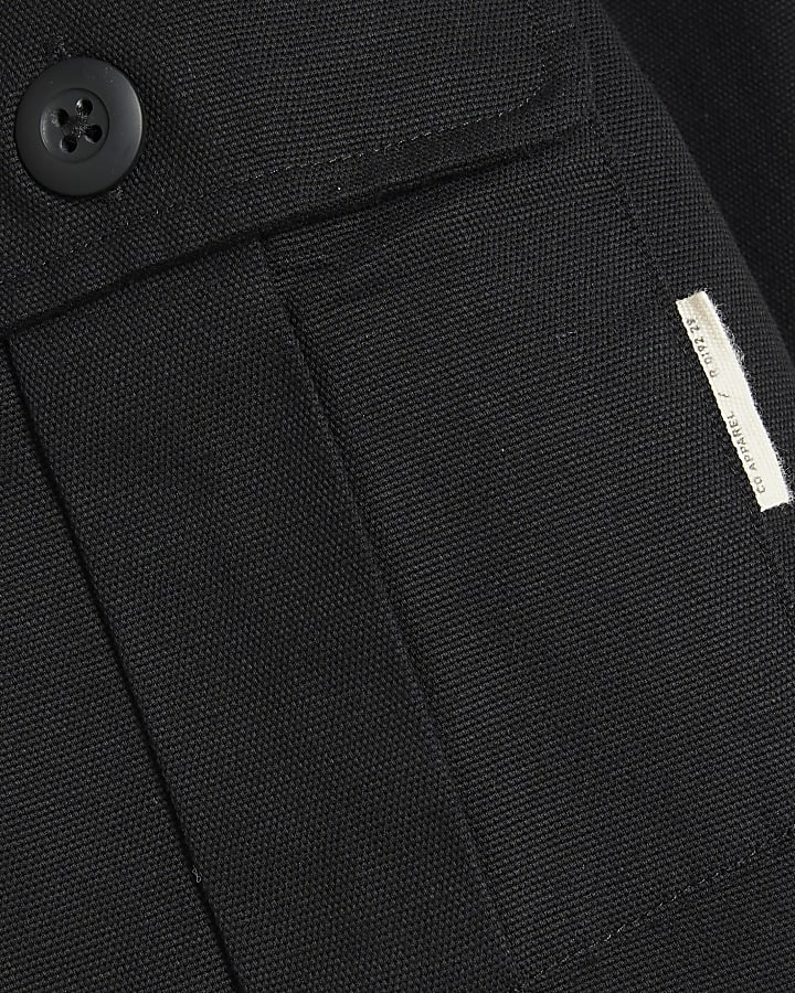 Black Pleated Pocket Over Shirt