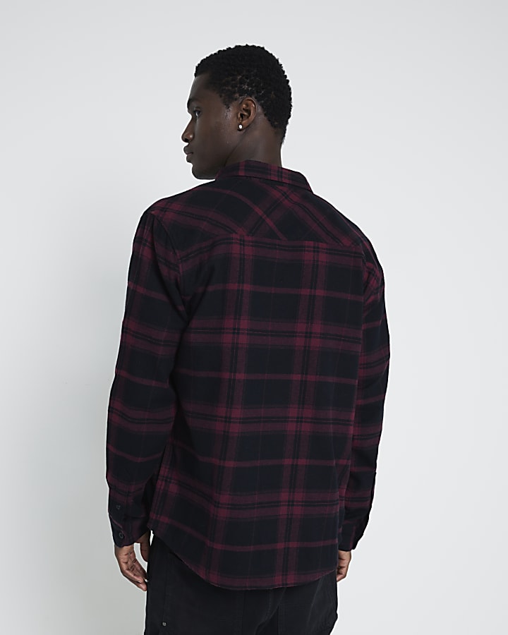 Red Regular Fit Flannel Check Shirt