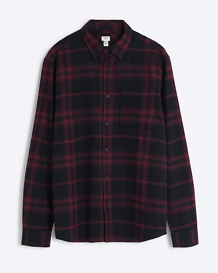 Red Regular Fit Flannel Check Shirt