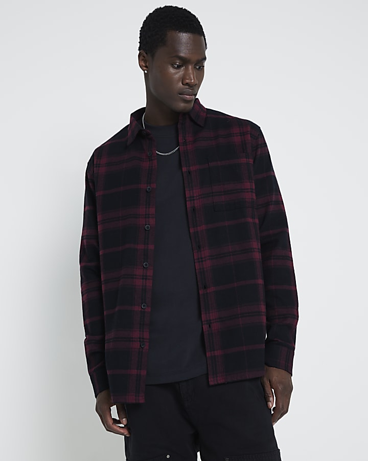 Red Regular Fit Flannel Check Shirt