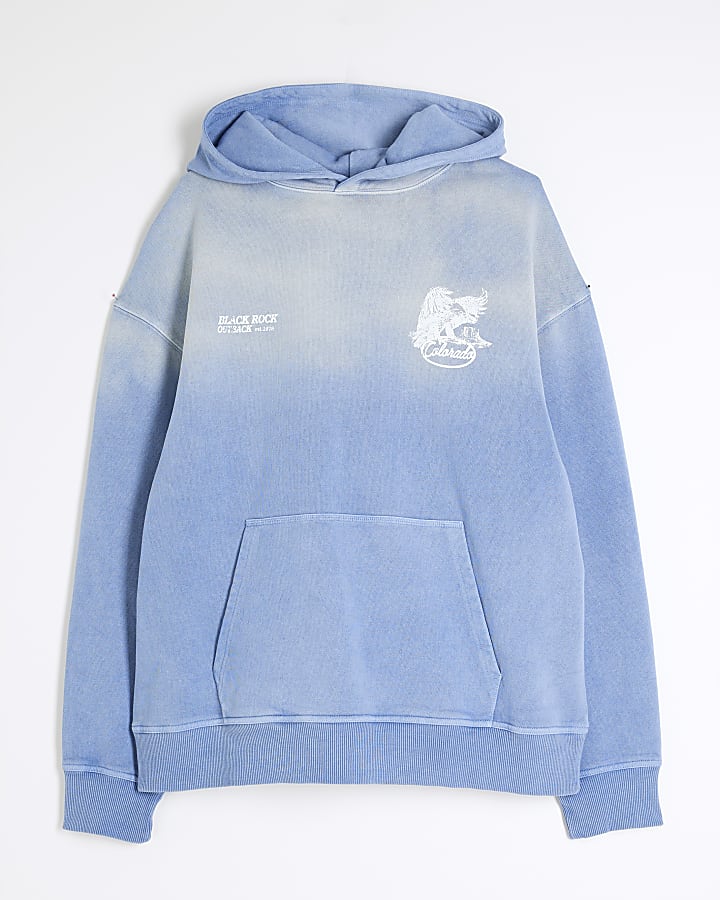 Blue Long Sleeve Black Rock Spray Hoodie