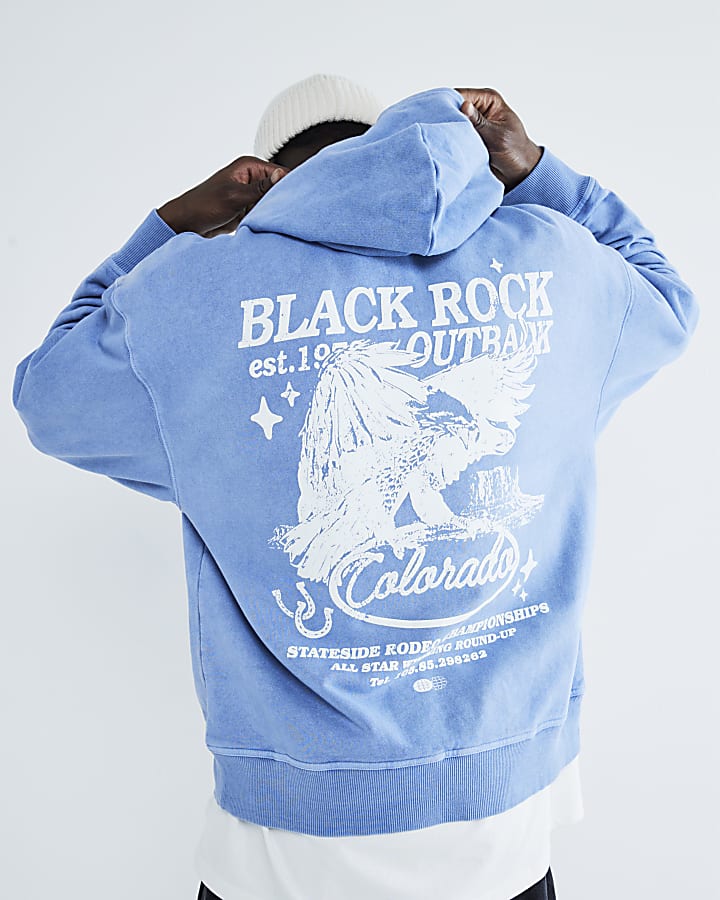 Blue Long Sleeve Black Rock Spray Hoodie