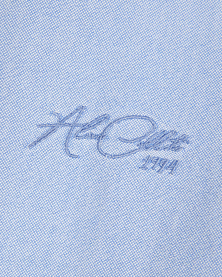 Blue Long Sleeve Embroidered Oxford Shirt
