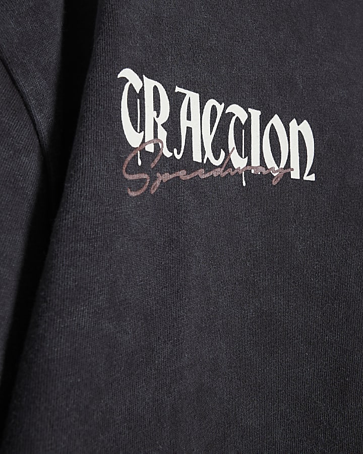 Black Oversized Motorcross Graphic T-Shirt
