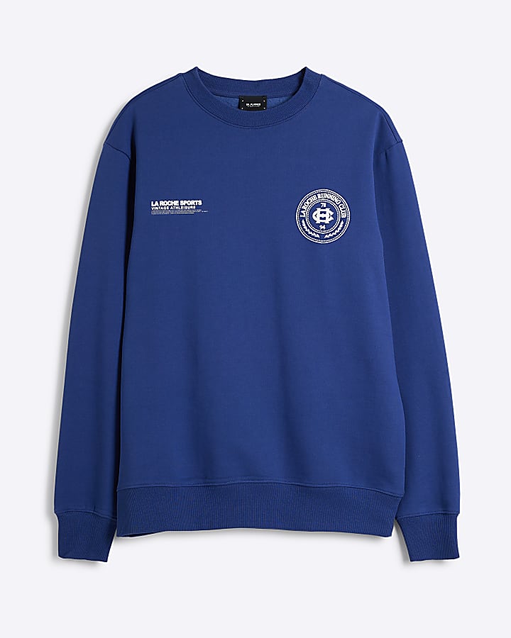 Navy Regular fit embossed Graphic Sweatshirt