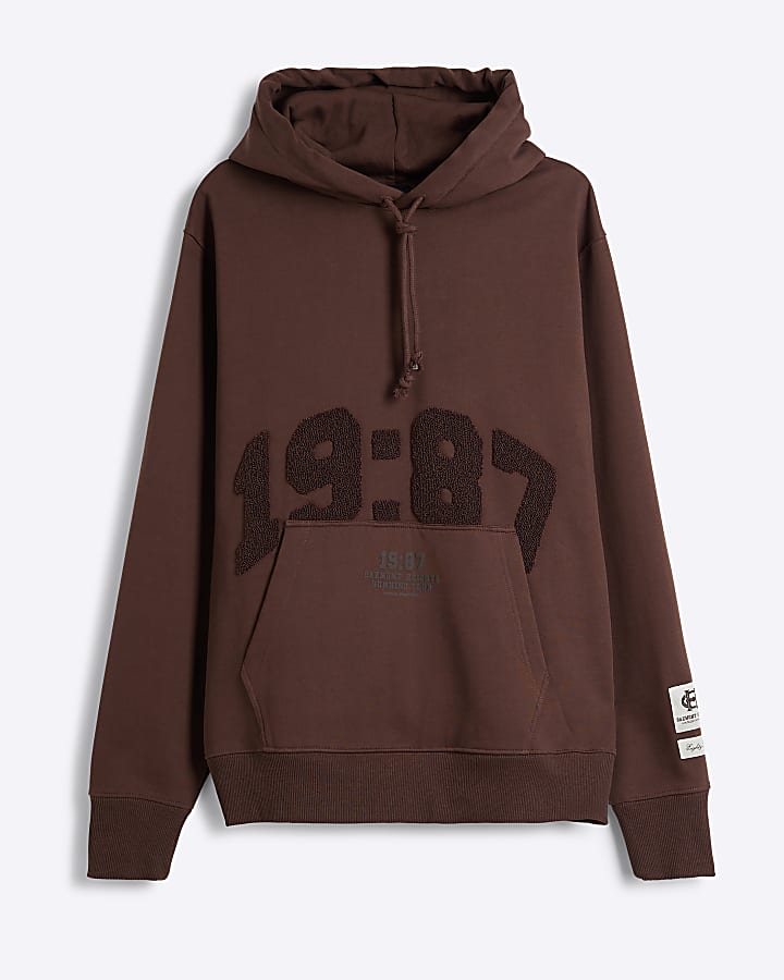 Brown Regular Fit 1987 Applique Hoodie