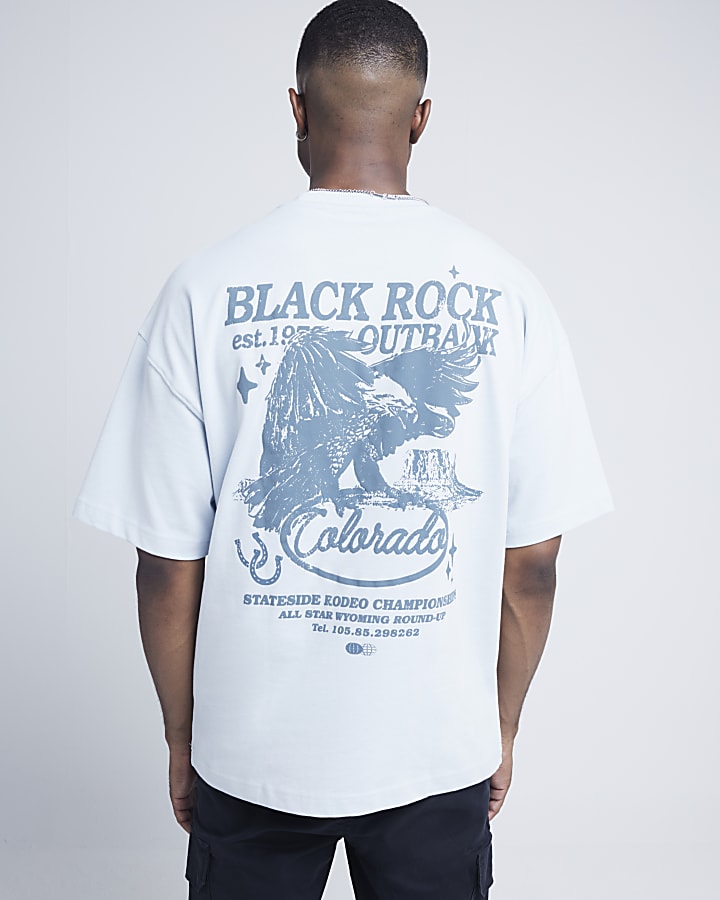 Blue oversized fit eagle graphic t-shirt