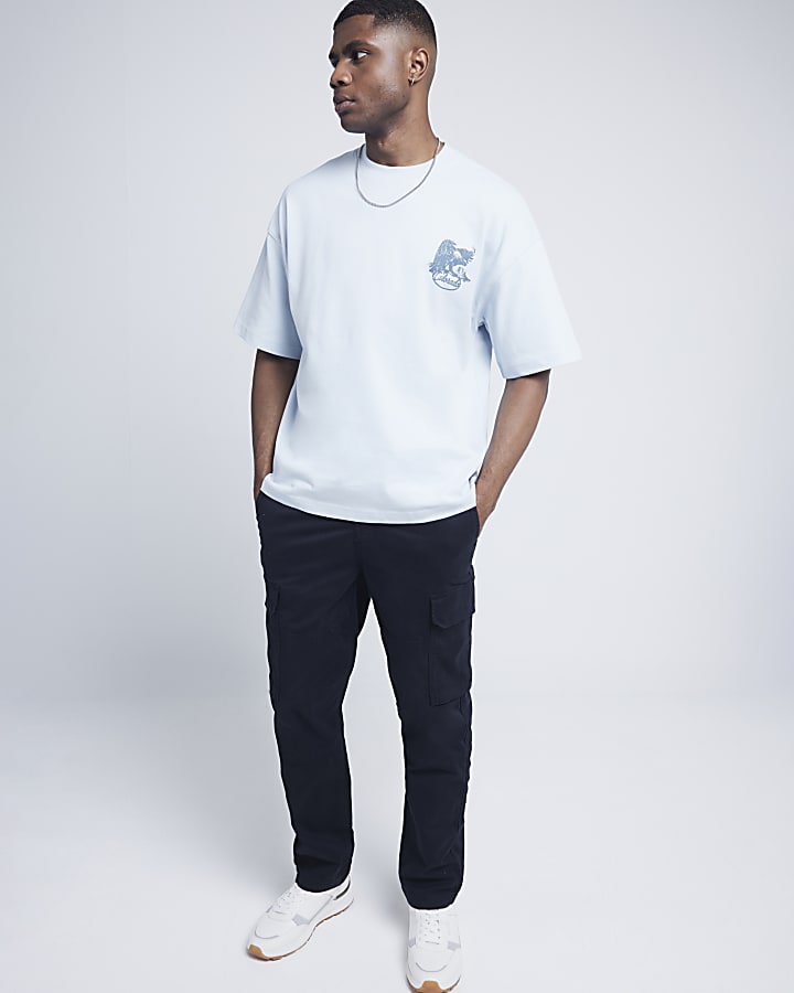 Blue oversized fit eagle graphic t-shirt