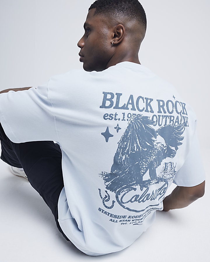 Blue oversized fit eagle graphic t-shirt