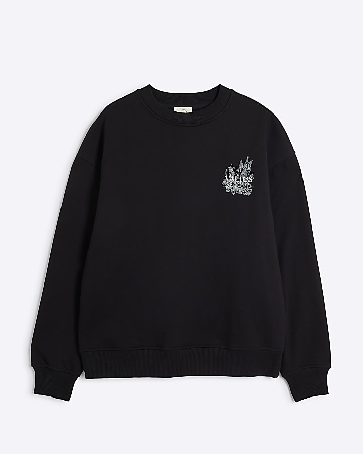 Black oversized fit gothic graphic sweatshirt