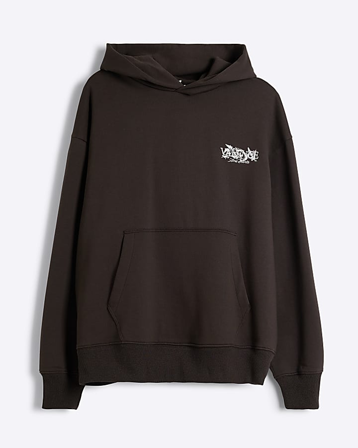 Brown Regular Fit Valence Angels Hoodie