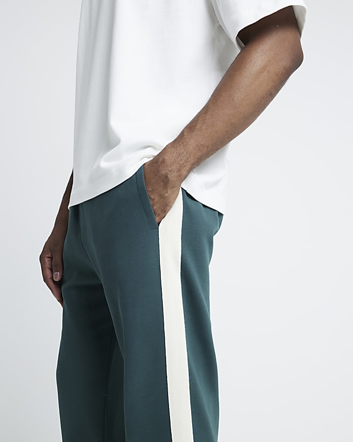 Green Regular Fit Taped Joggers