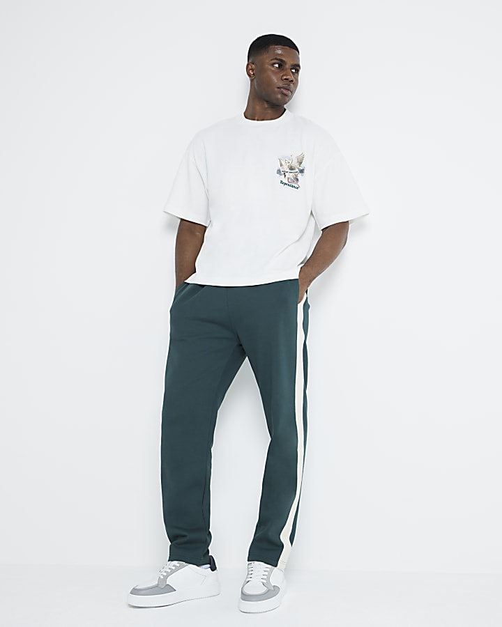 Green Regular Fit Taped Joggers