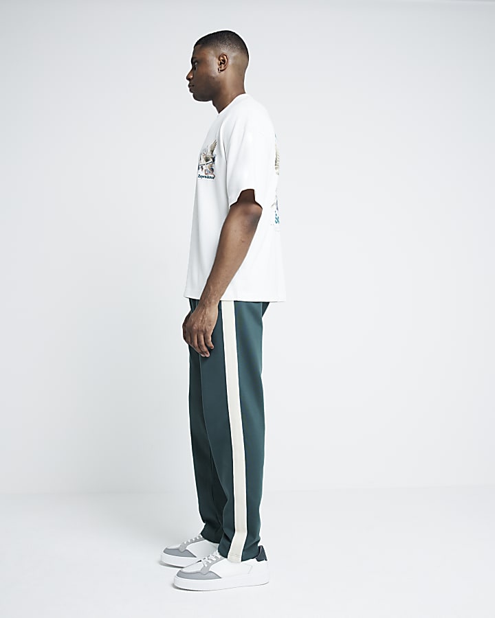 Green Regular Fit Taped Joggers