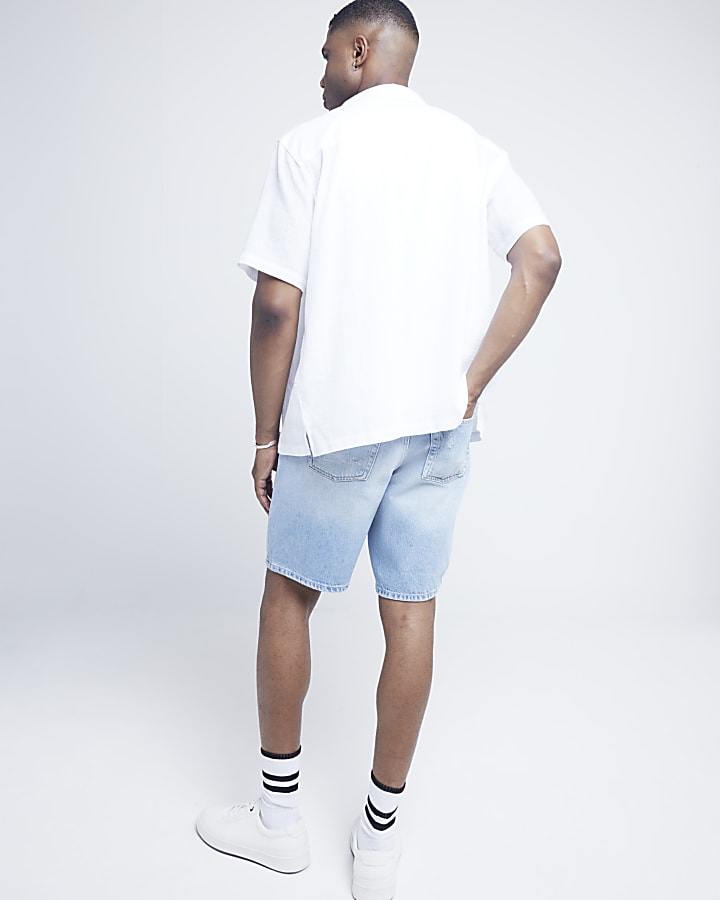 Blue relaxed fit jean Short