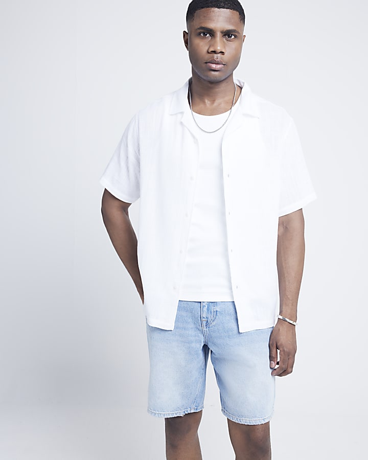 Blue relaxed fit jean Short