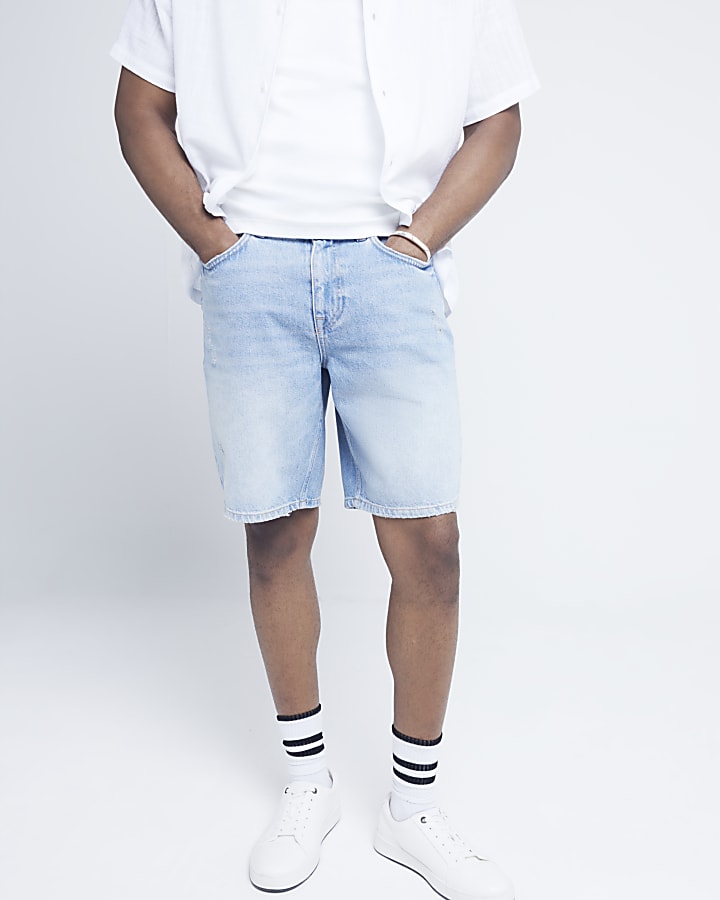 Blue relaxed fit jean Short