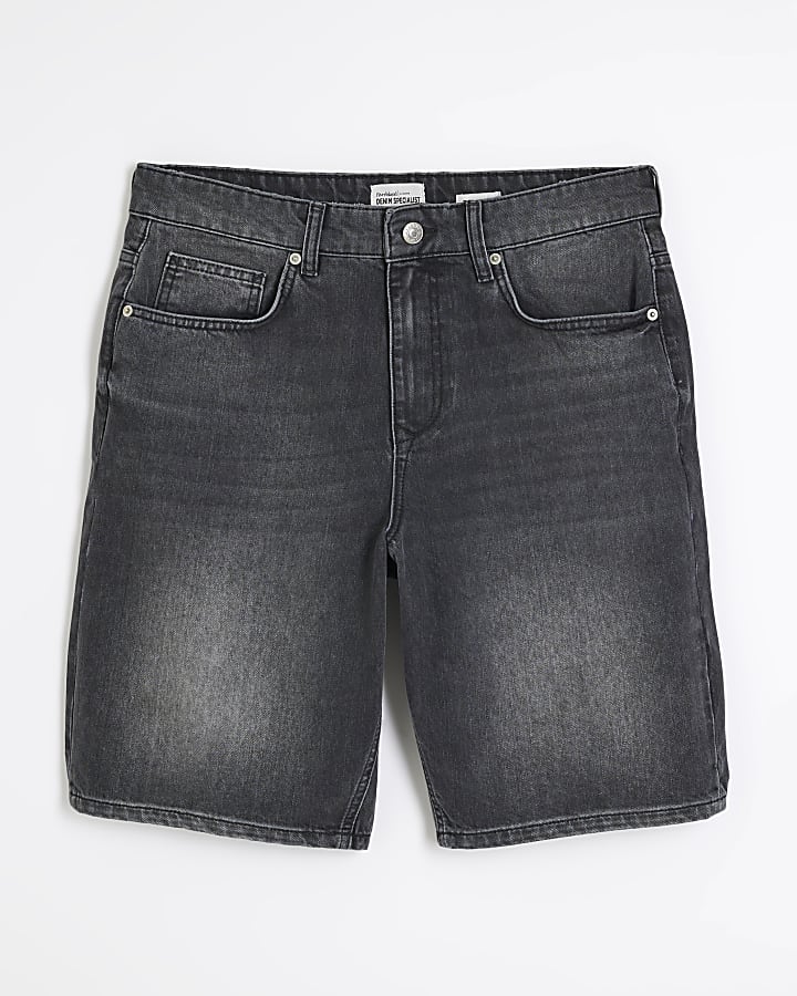 Black Denim Washed Shorts